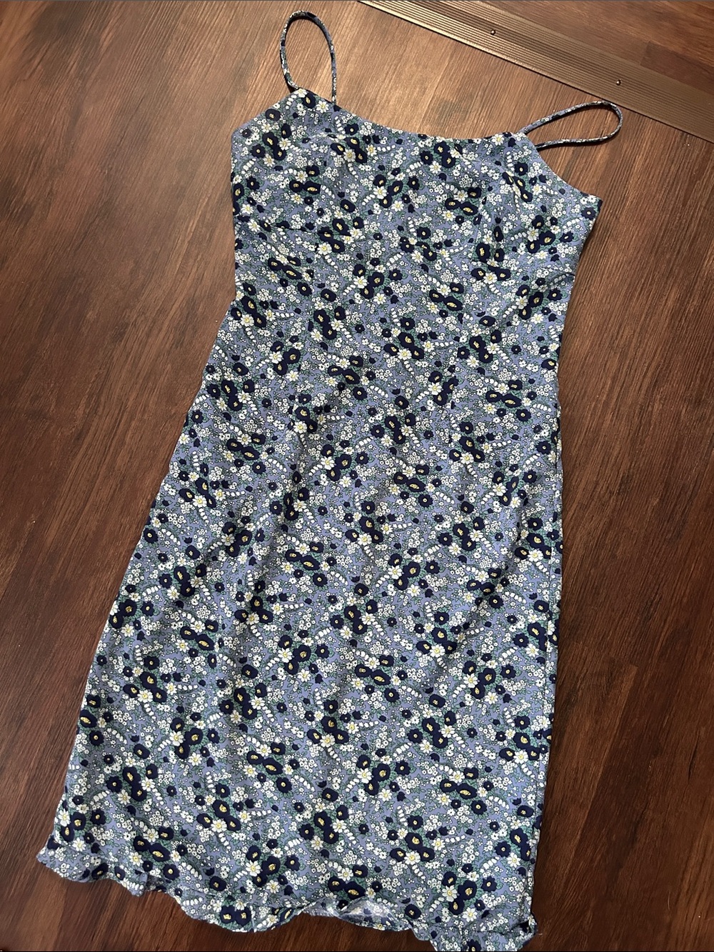 Vintage Blue Floral Slip Dress